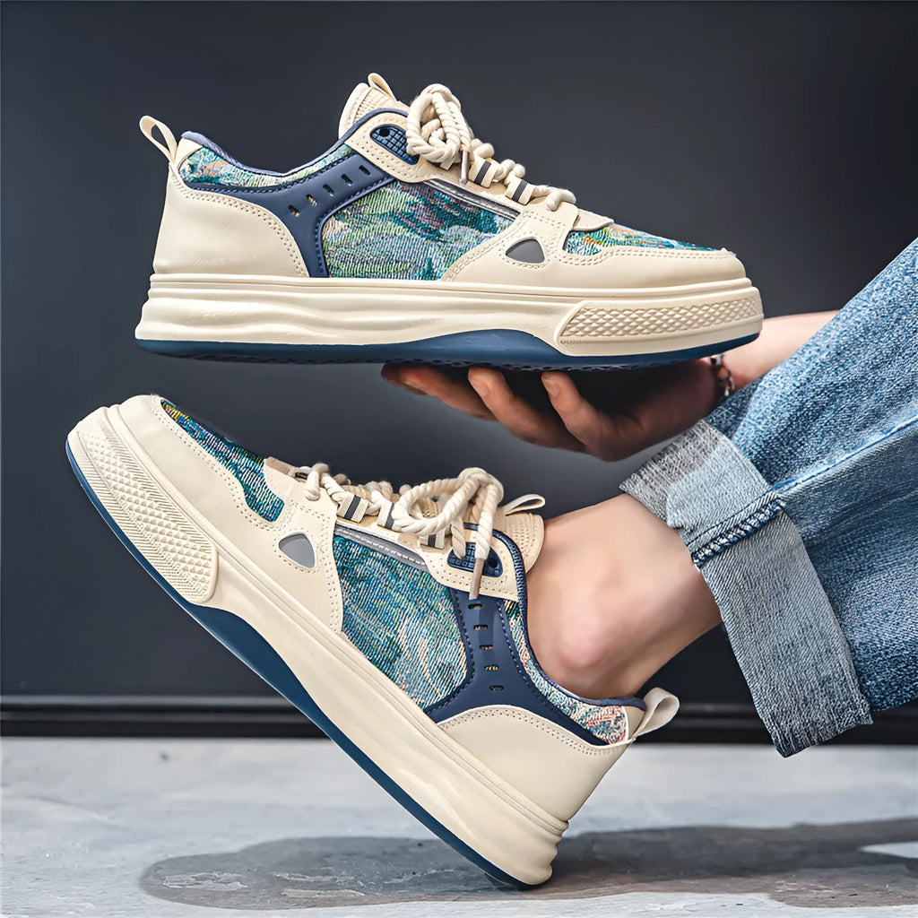 Canvas casual shoes with flat heel design in Milan green and beige colour options