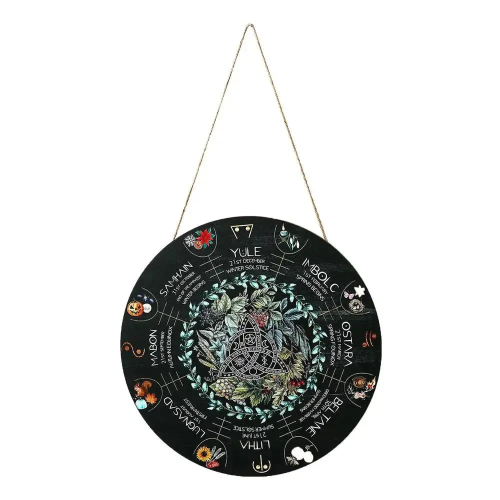 Wooden holiday decorative pendant with American folk art designs