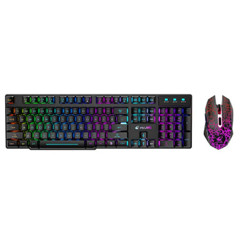T3 wireless charging keyboard and mouse set with backlight in black, white or rainbow colours