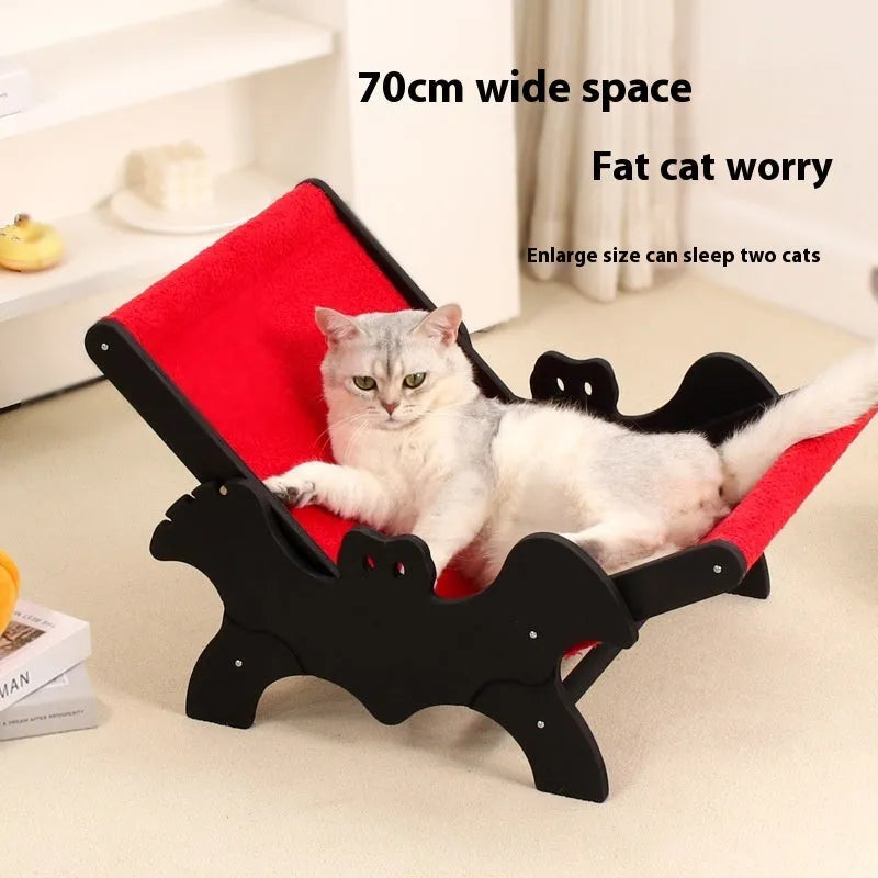 Black and red European-style wooden cat recliner bed for indoor pets