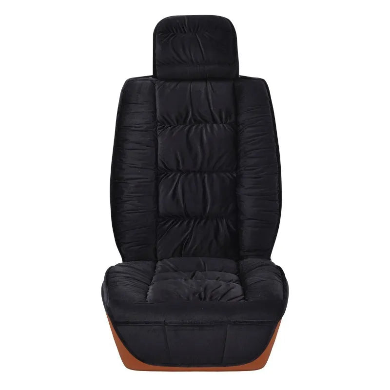 Winter plush car seat cushion with wool cotton filler and polyester surface in multiple colour options