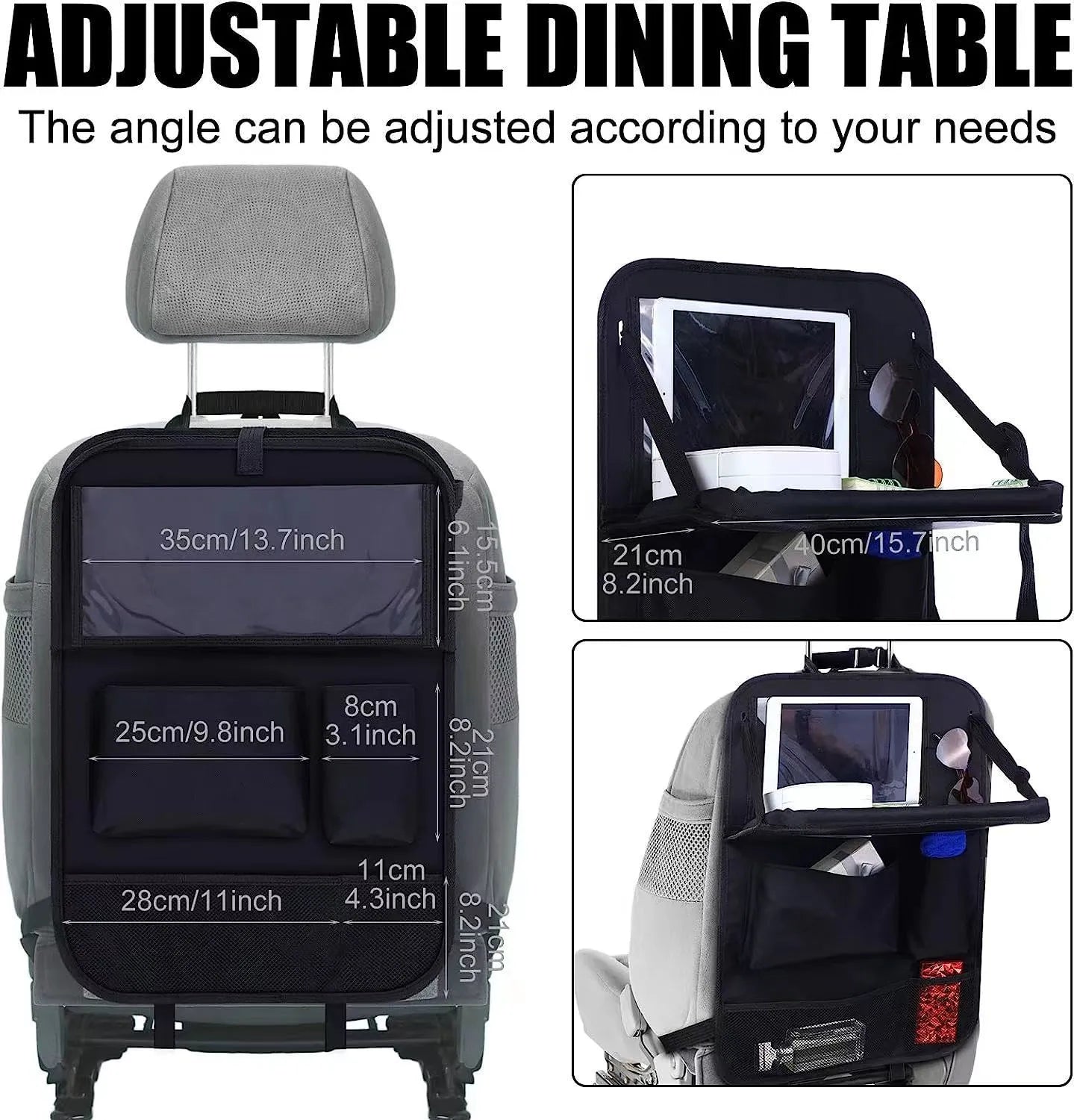 Black Oxford cloth car seat back buggy bag hanging organiser with 42x30cm dimensions
