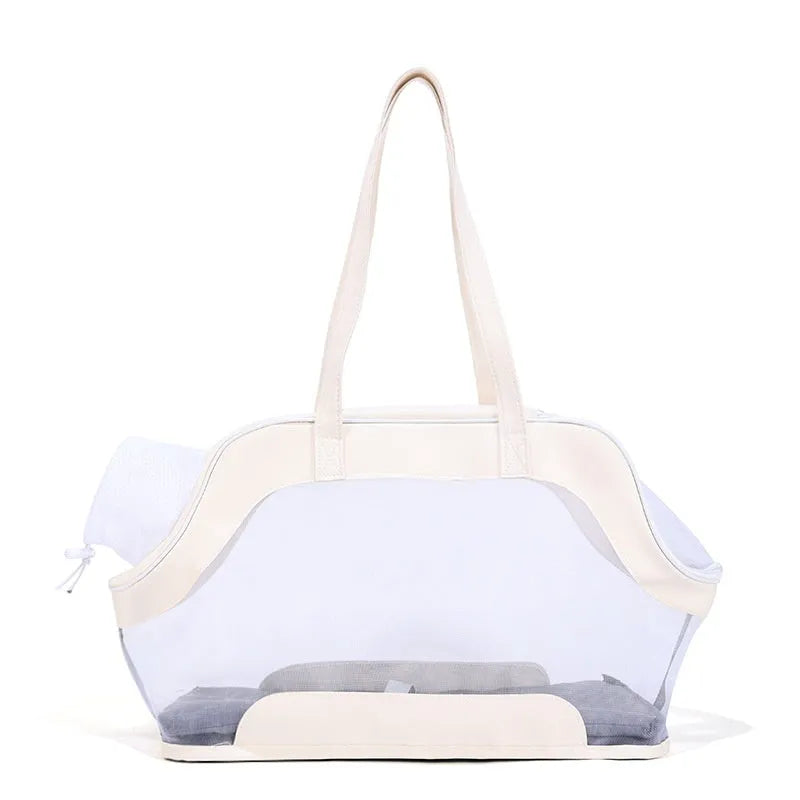 MOORPET leather cat carrier bag in a solid colour with medium-hardness sides.