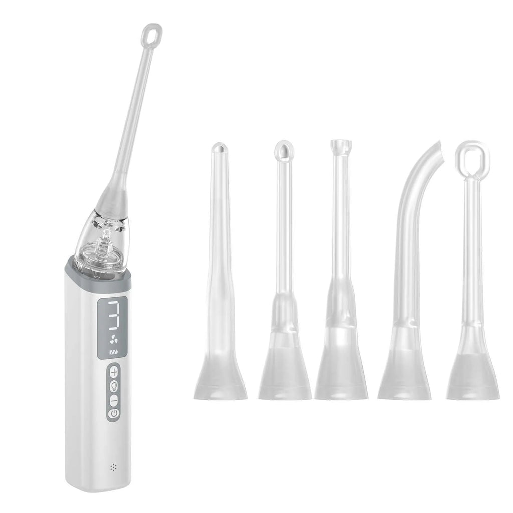 Milky white tonsil stone extractor with stainless steel tips for oral calculus removal