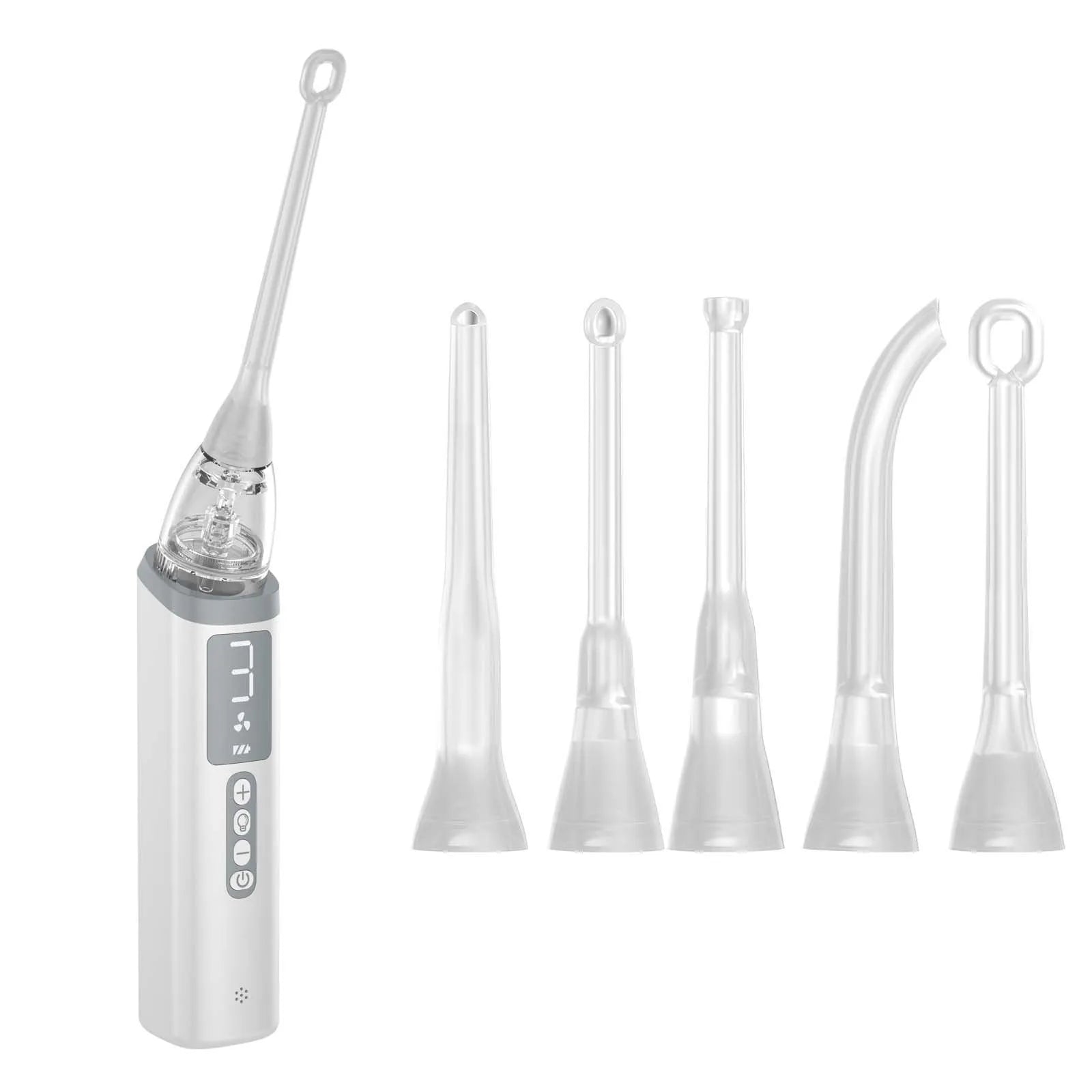 Milky white tonsil stone extractor with stainless steel tips for oral calculus removal