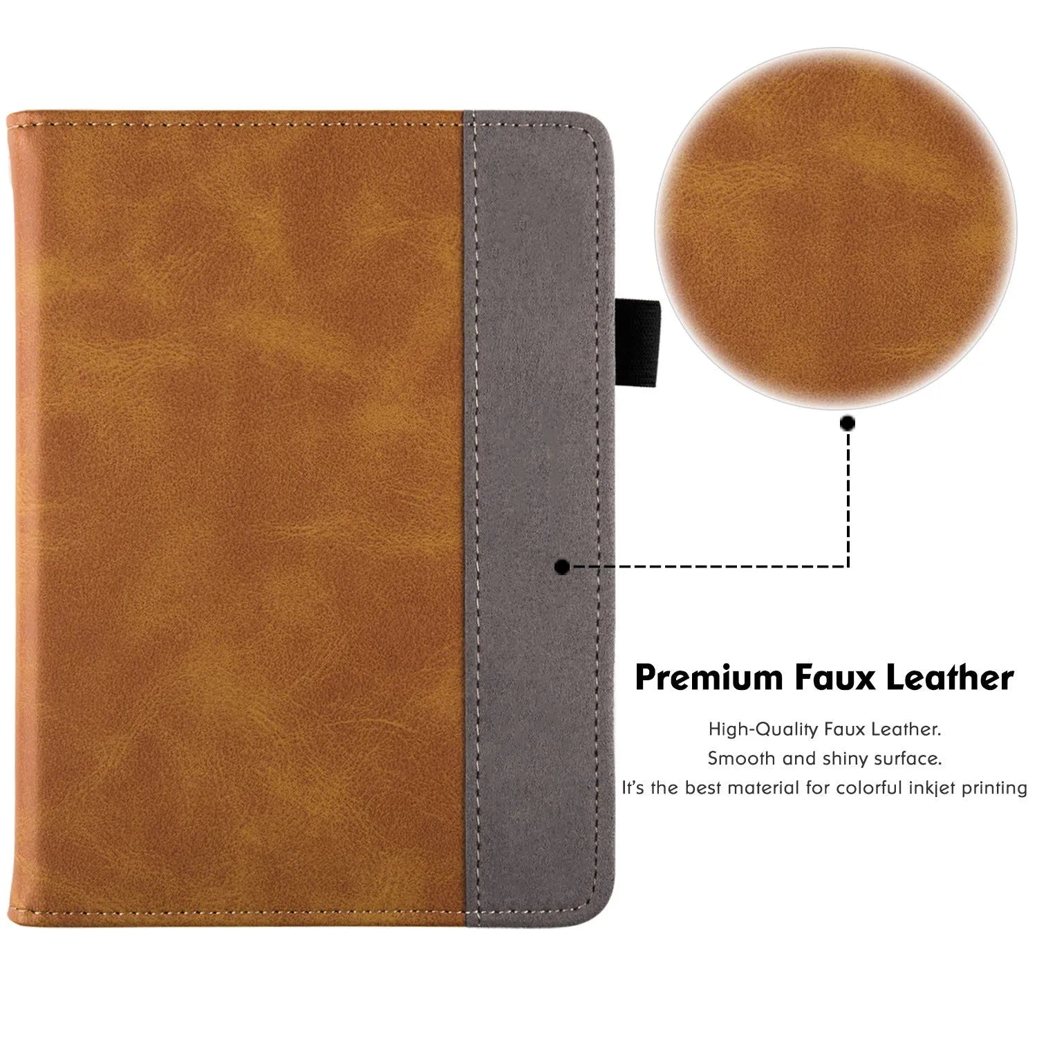 Kindle Paperwhite 11 leather case with wrist splint bracket in calfskin with microfiber lining
