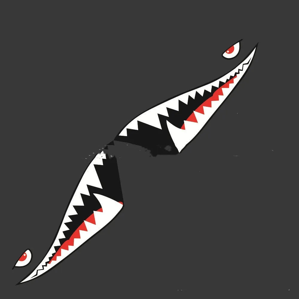 Large shark design PVC body sticker for car door, showing strong adhesive backing.