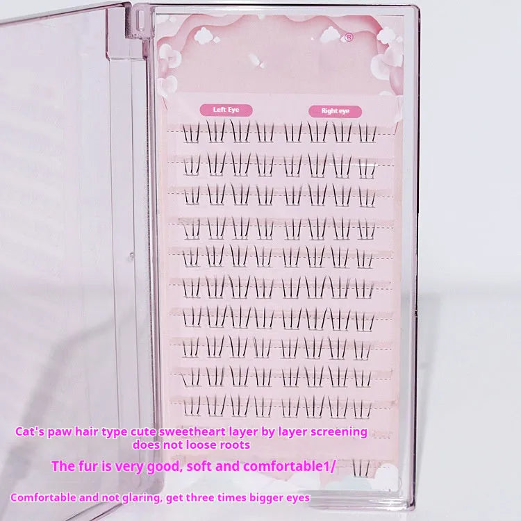 Pack of 12-row segment false eyelashes in 4mm, 5mm, and 6mm lengths with pointed tails.