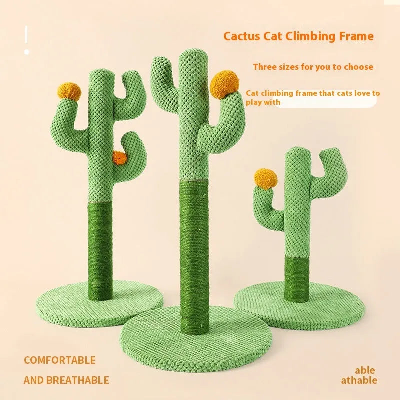 Cactus or coconut tree themed cotton-thread cat scratch board and climbing pole for cats
