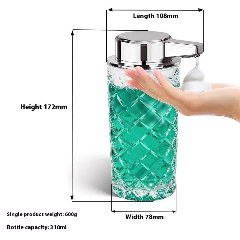 Automatic intelligent soap dispenser with silver PET shell and USB Type-C charging port