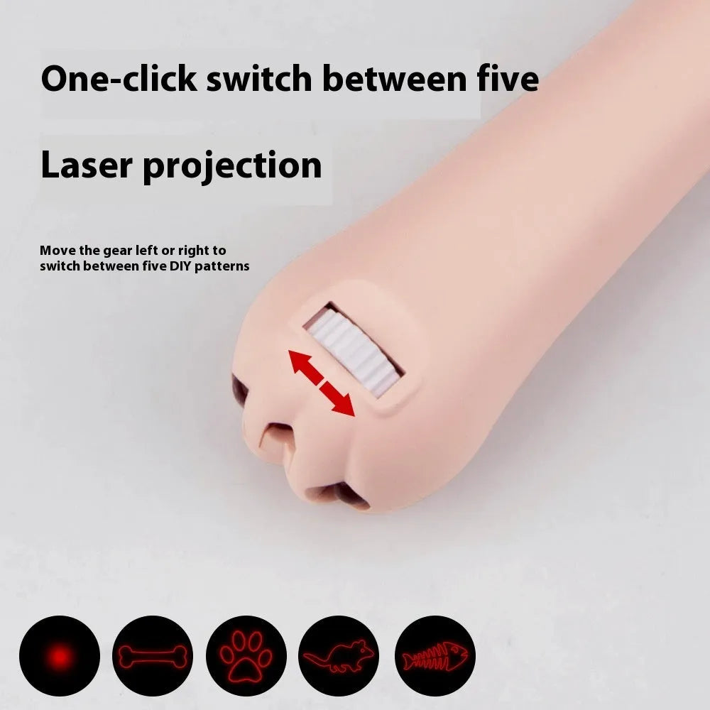 Infrared mini cat footprints laser toy with charging function in blue, pink, purple and white colour options