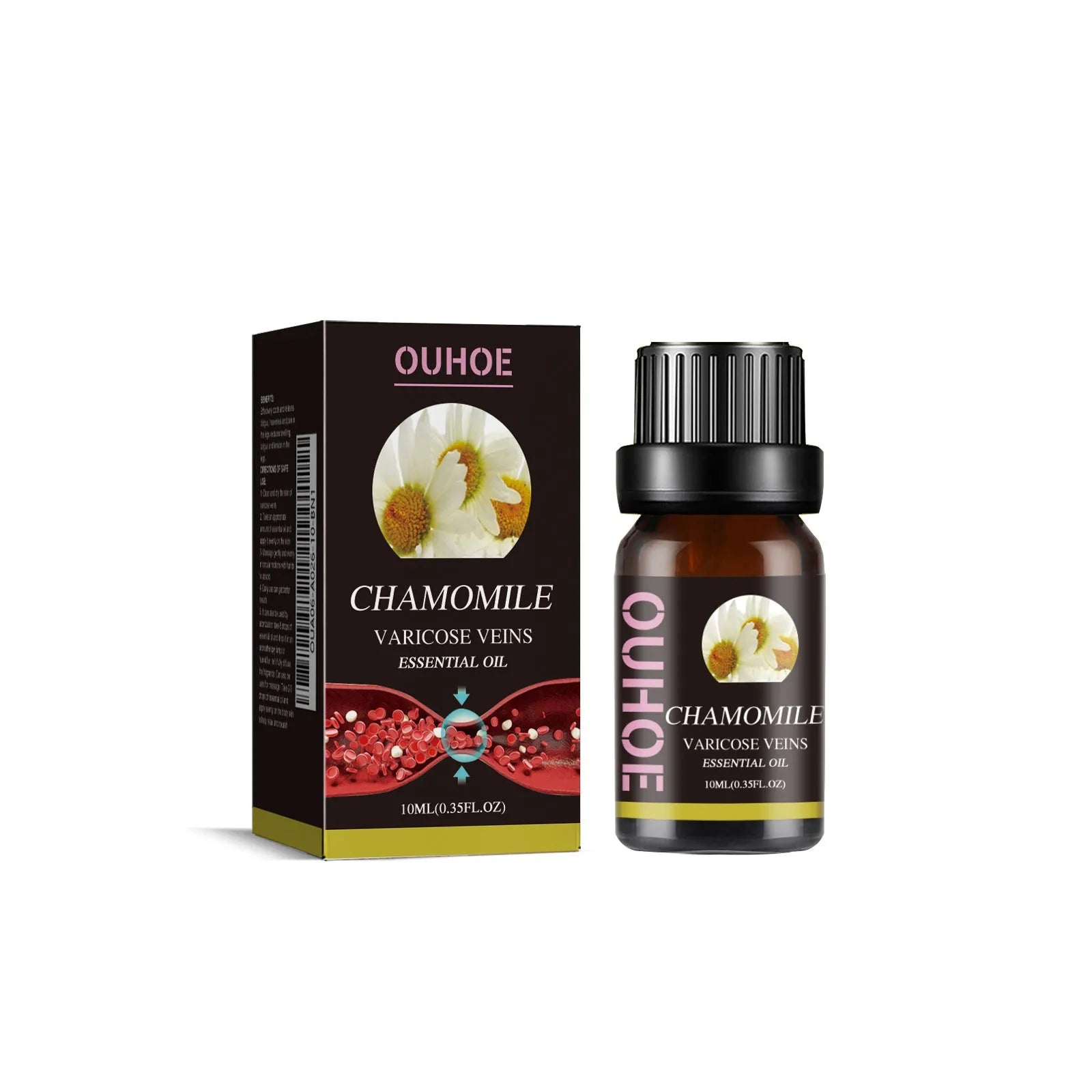 Chamomile leg essential oil bottle containing 10ml of concentrated natural oil for leg skin care