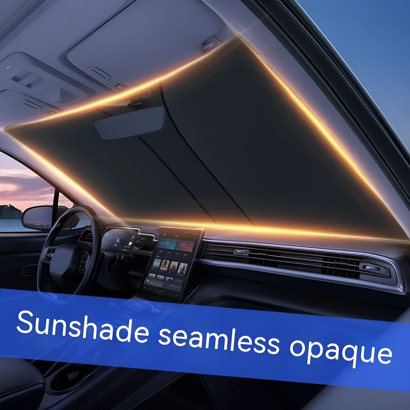 Car front windscreen sun shield with titanium silver reflective coating on NC fabric
