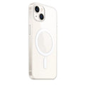 Transparent magnetic iPhone case showing MagSafe compatibility and clear polycarbonate back