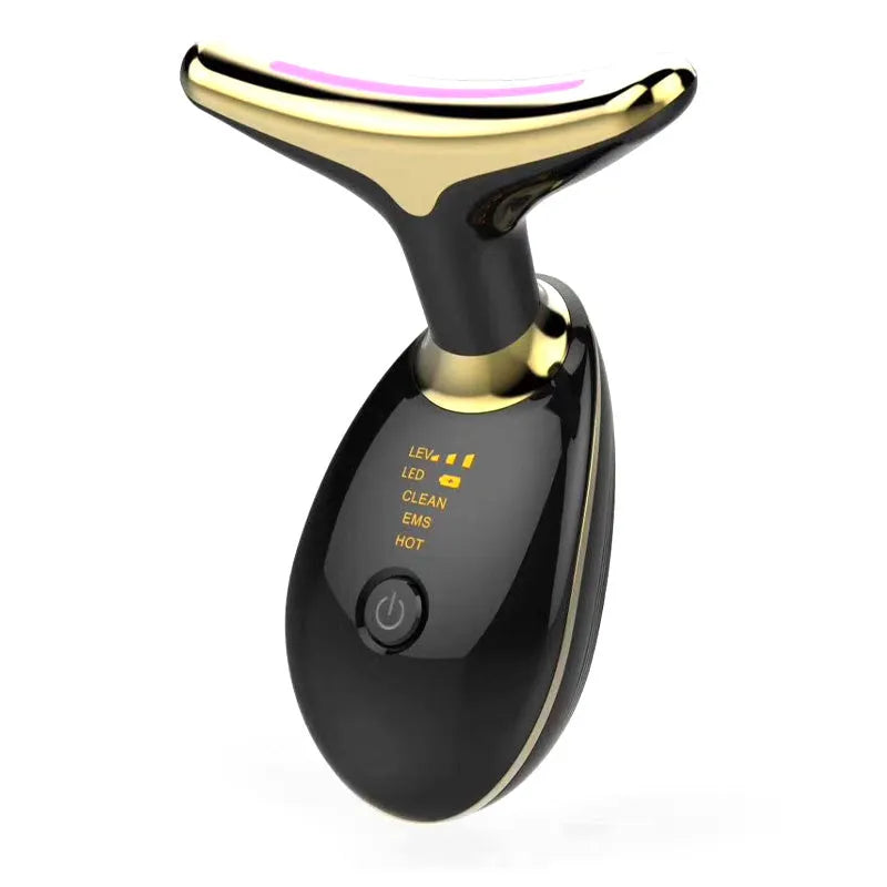 Electric EMS thermal neck massager with three-colour LED light therapy and microcurrent wrinkle removal features