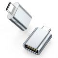 Zinc alloy USB-C to USB-A converter adapter in metallic finish for 10Gbps data and charging