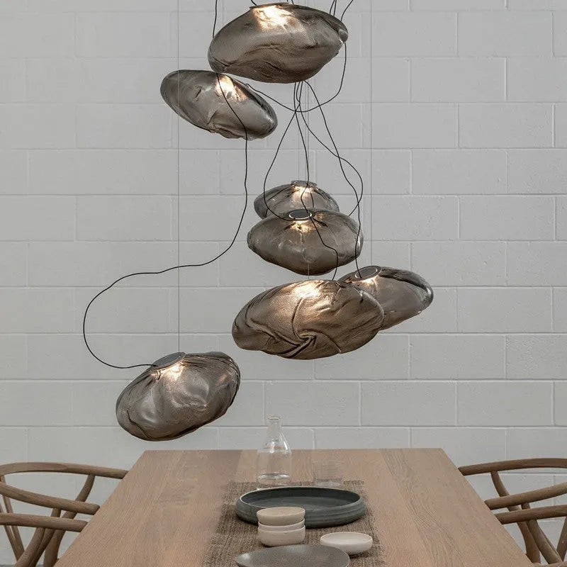 Modern glass decorative chandelier with light luxury design in clear, amber or smoke grey colour options