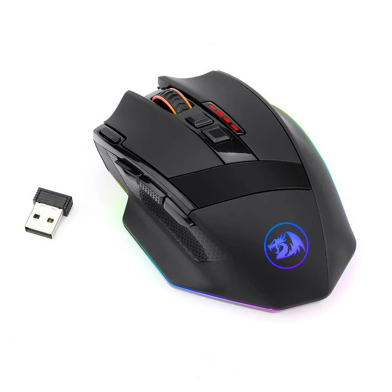 Black Redragon M801P wireless gaming mouse with nine programmable buttons