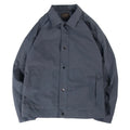 Korean style men's single-layer thin polyester jacket in light gray, shown on a model.