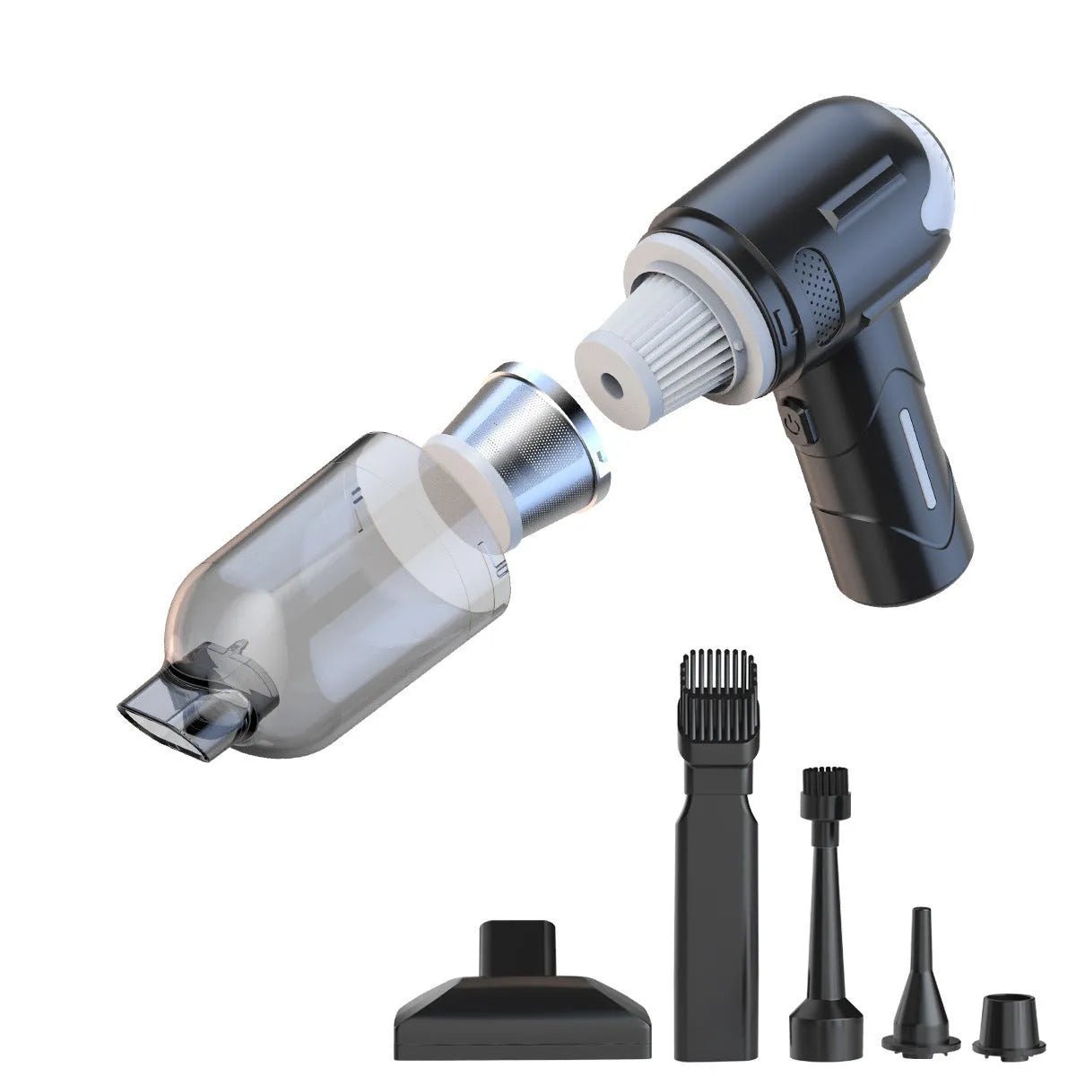 Handheld wireless pet vacuum cleaner with floor brush and nozzle attachments for cat and dog hair removal