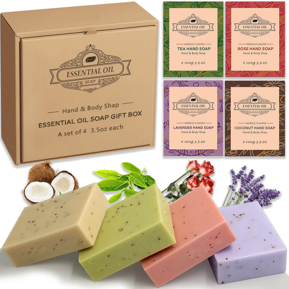 Handmade frosted essential oil soap bar showing textured surface with natural fragrance options
