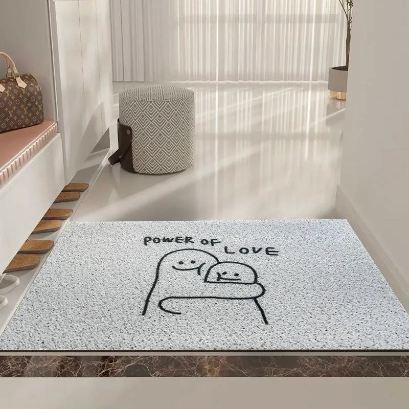 Square PVC floor mat with a geometric cartoon face pattern in Mr. Big Nose colour.