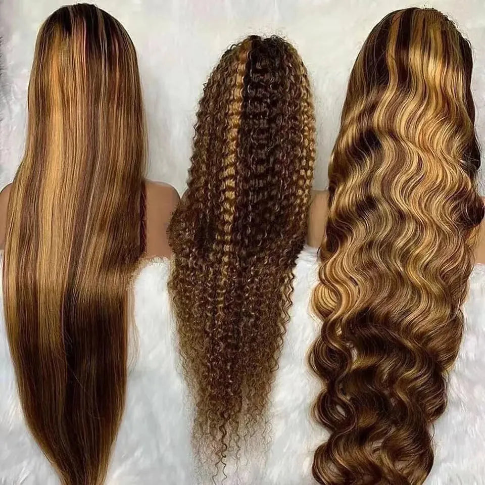 Front lace wig with African big wave style and gradient colour in high-temperature fibre