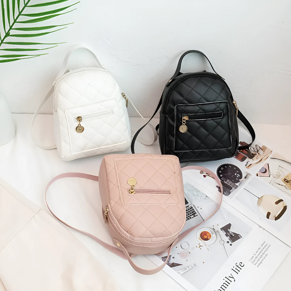Girls' Korean style embroidered hardback backpack in vertical square shape with sandwich pocket