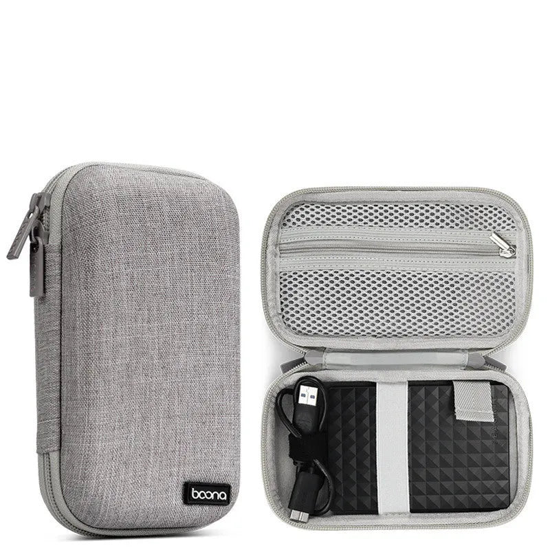 Black Oxford cloth protective case for a 2.5-inch external hard drive