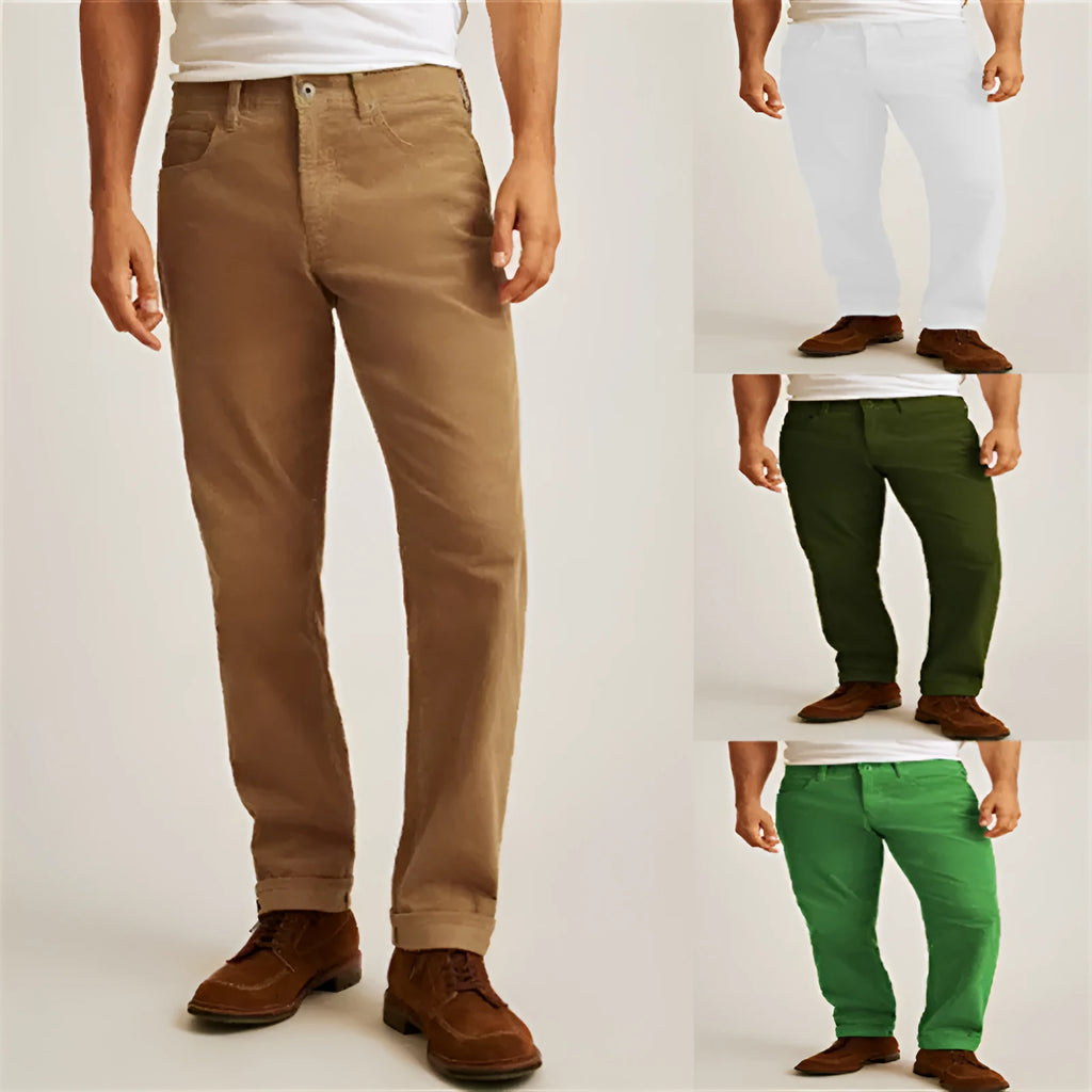 Corduroy straight leg trousers in loose casual fit available in four colours