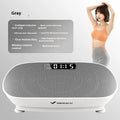 Grey smart power plate massager with Bluetooth connectivity and US electrical plug