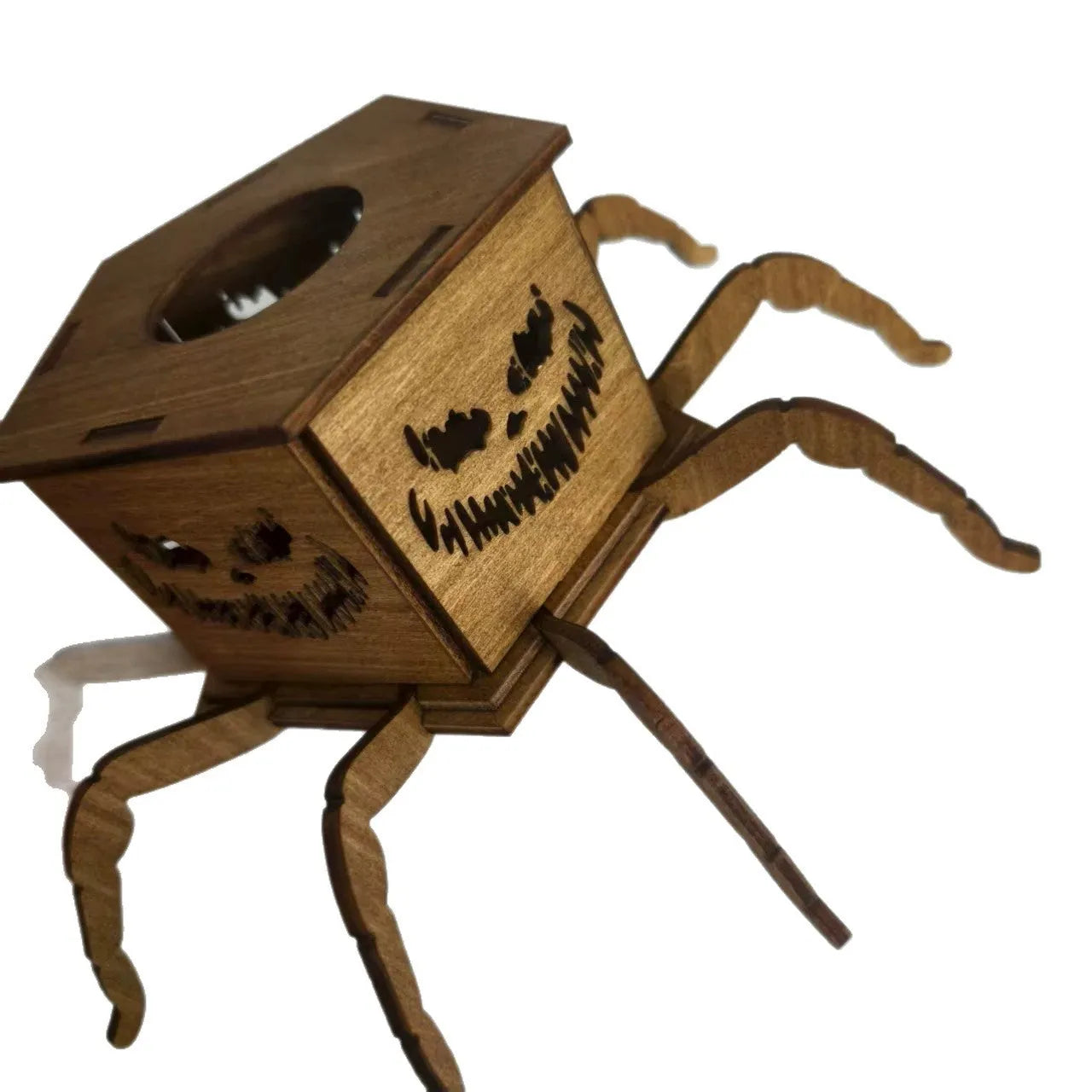 Wooden Halloween spider lantern candlestick decoration with modern simplicity design