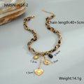 Geometric leopard love pendant necklace on stainless steel chain with 18K electroplating