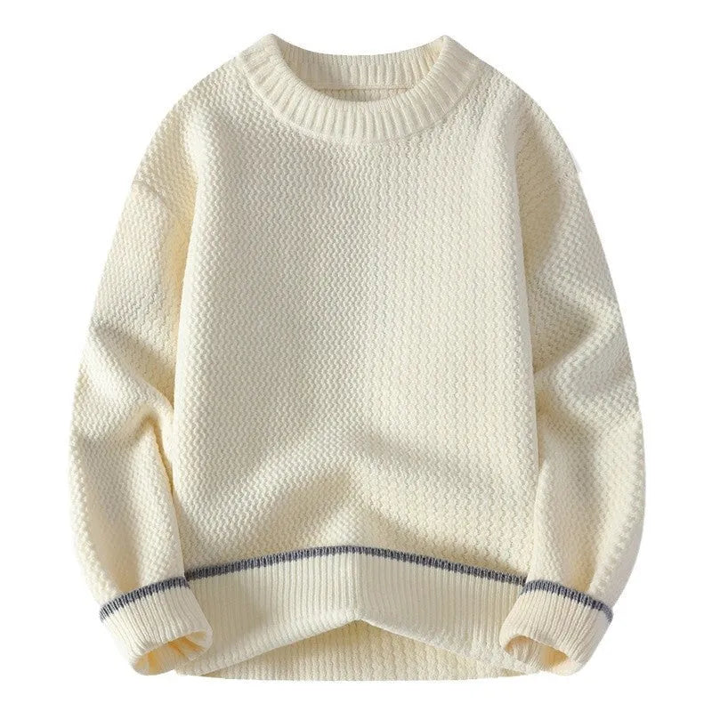 Men's loose fit round neck casual sweater in chemical fibre blend fabric