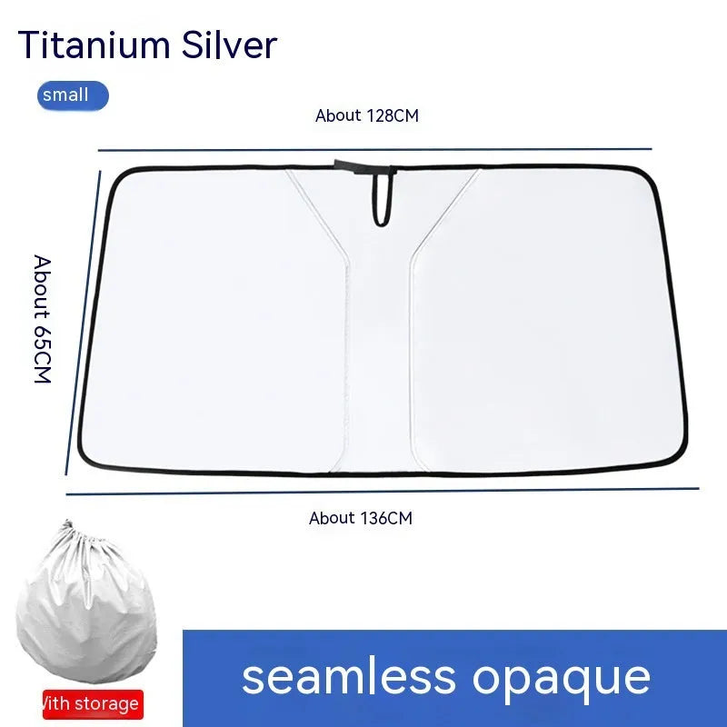 Car front windscreen sun shield with titanium silver reflective coating on NC fabric