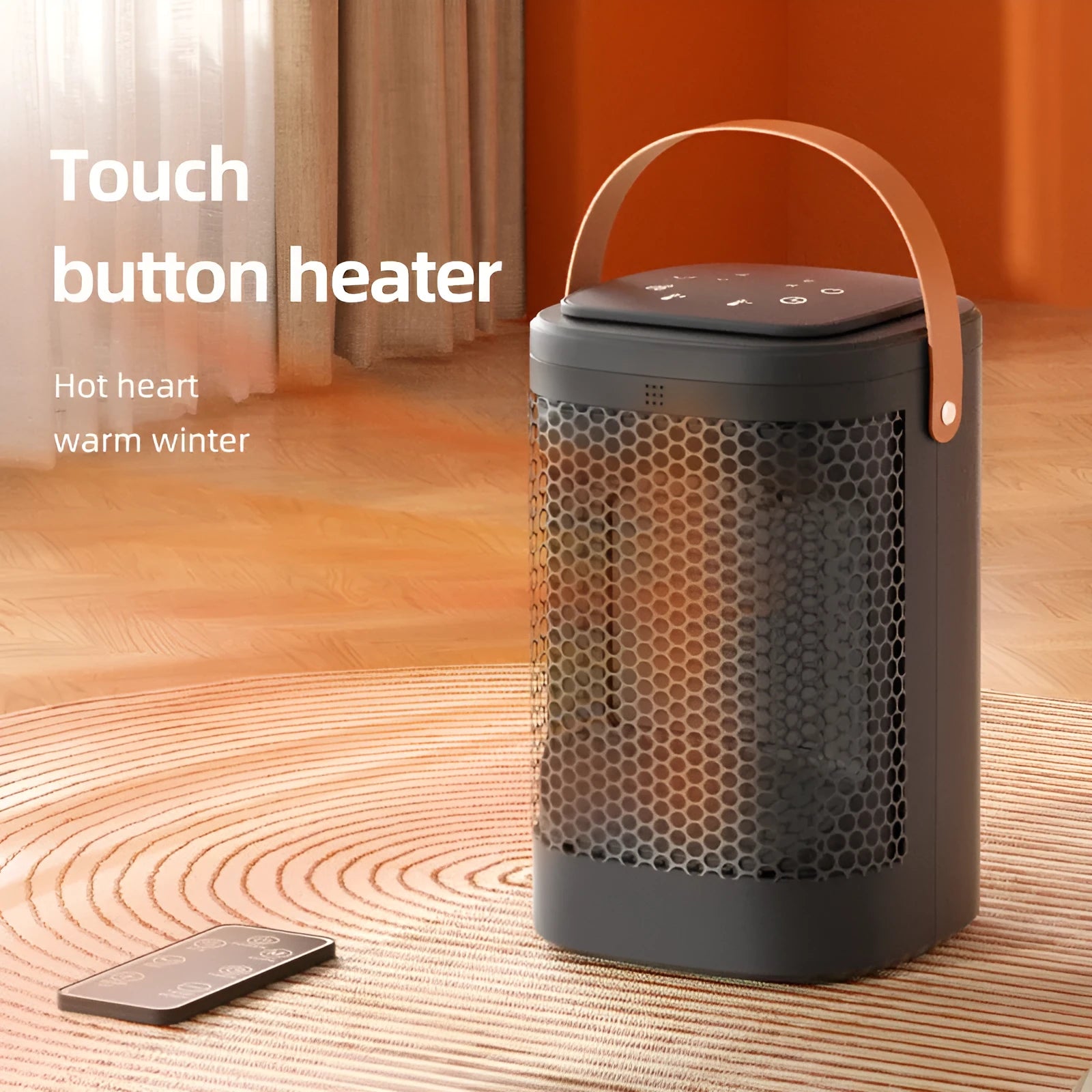 White PTC air heater with touch screen display and remote control for 11-20sqm rooms