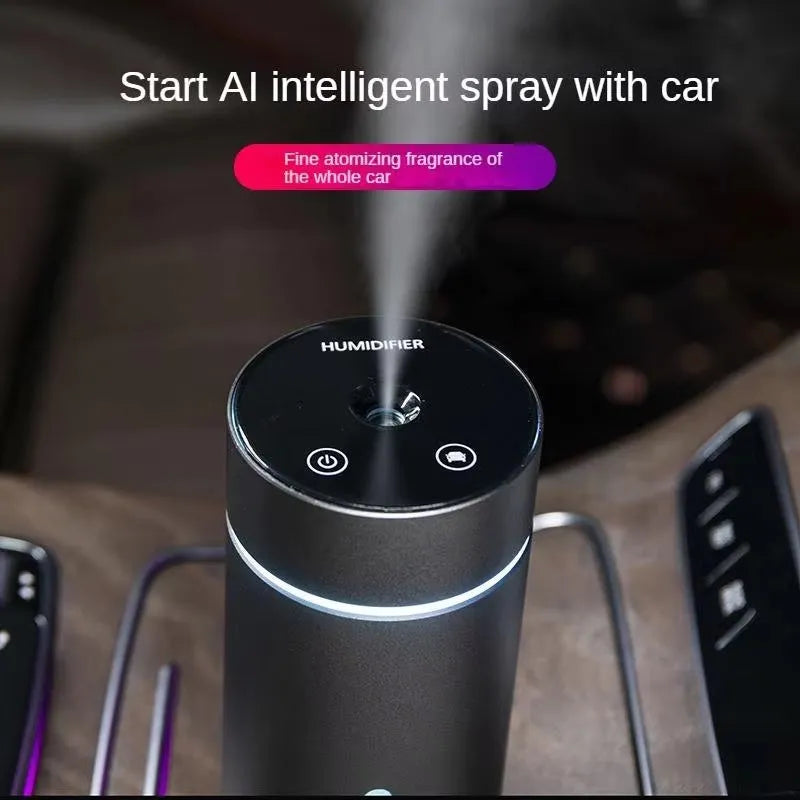 Aluminium car humidifier diffuser with 260ml water capacity and USB cable