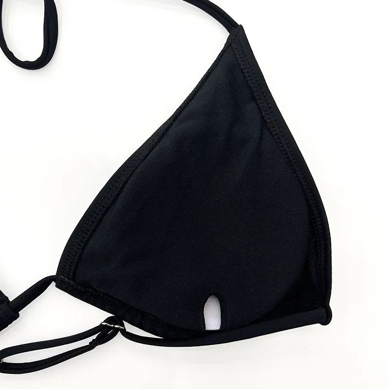 Black mesh bikini four-piece swimsuit set for women with long sleeves