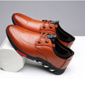 Men's black and brown PU leather business shoes with flat soles in lace and slip-on styles