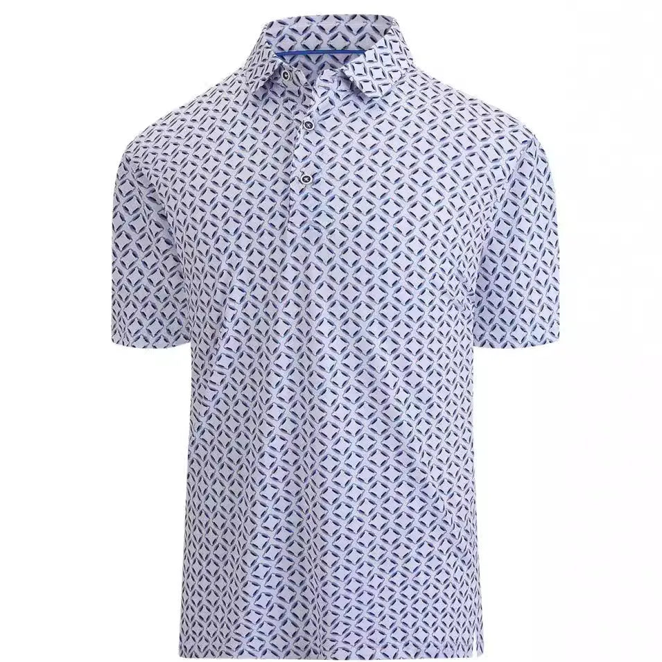 Men's European fit short sleeve mesh shirt with zipper decorations in Japanese retro style