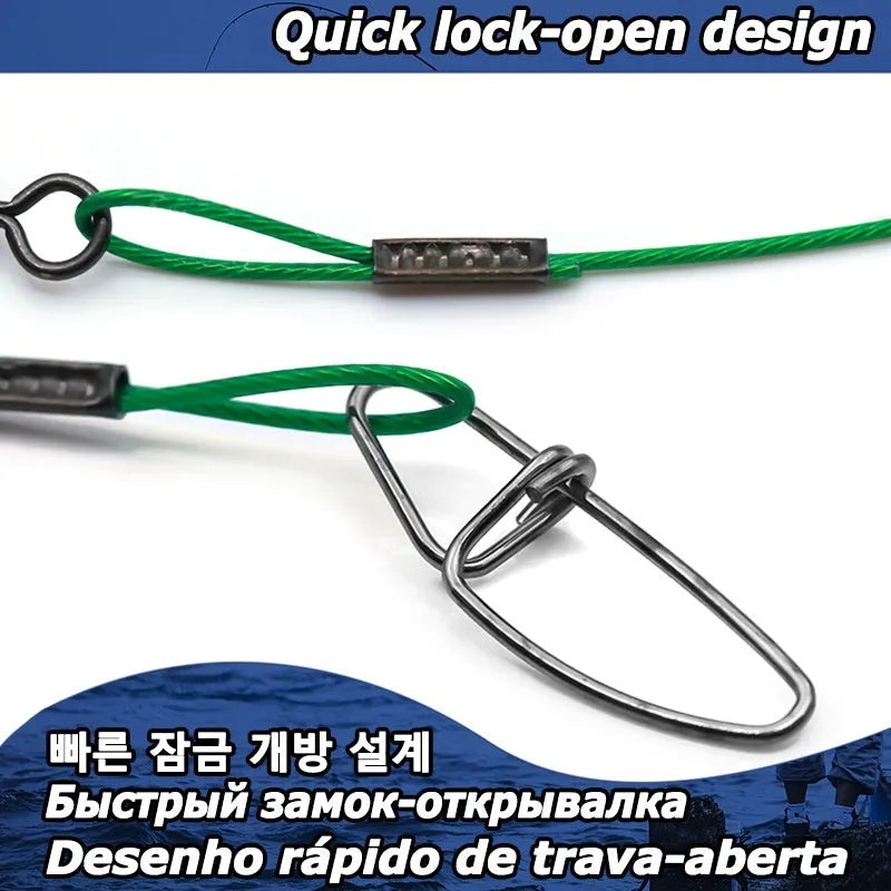Anti-bite steel wire fishing accessories with double buckle pin in 54cm length