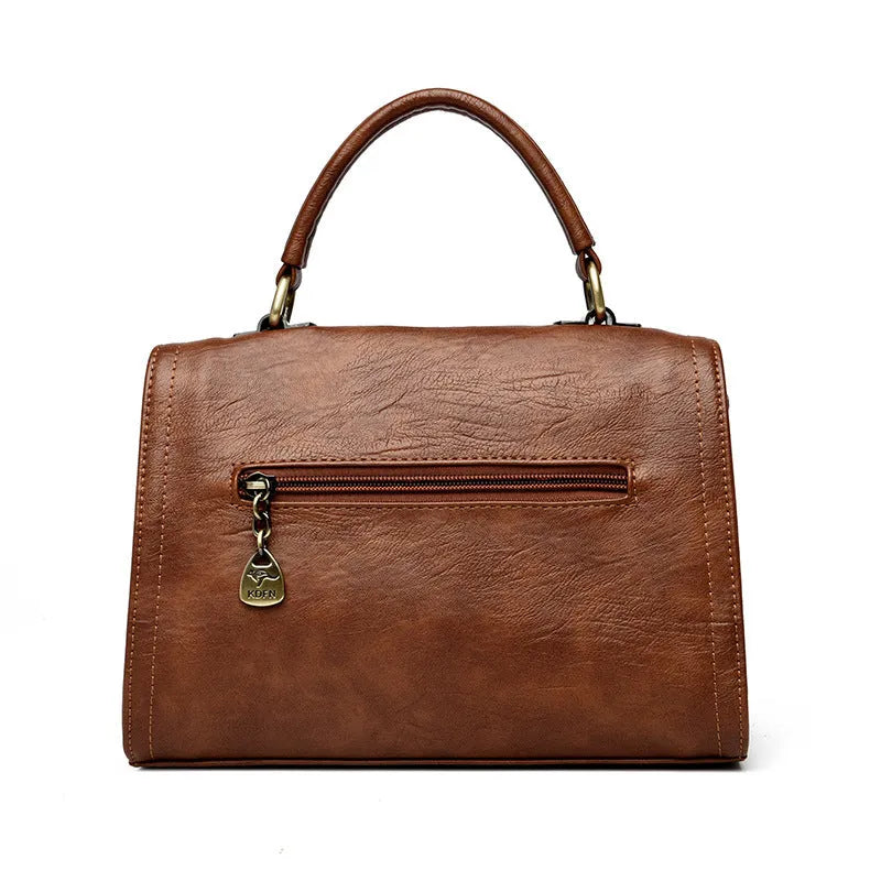 Soft PU one-shoulder crossbody bag for women in retro style with square shape