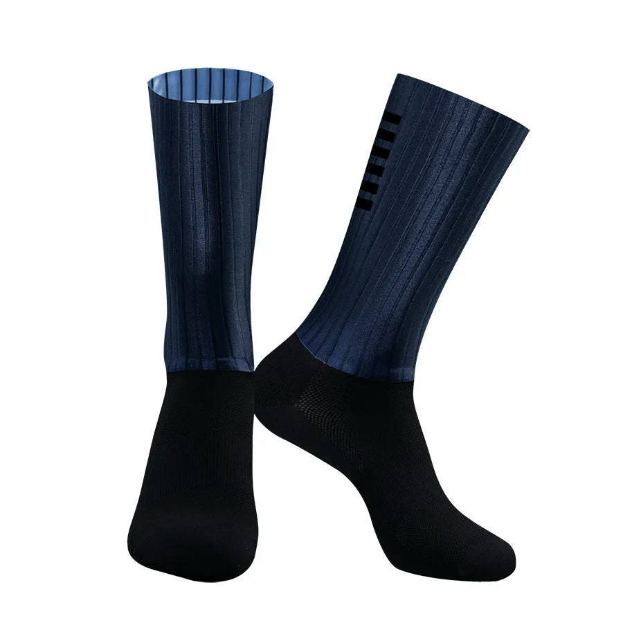 Athletic sports socks for cycling and running in multiple colour options with moisture-wicking fabric