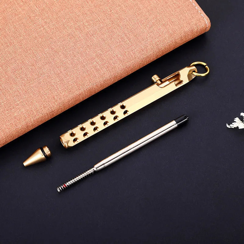 Brass hexagonal bolt pen in brass or black finish with 0.5mm rollerball tip