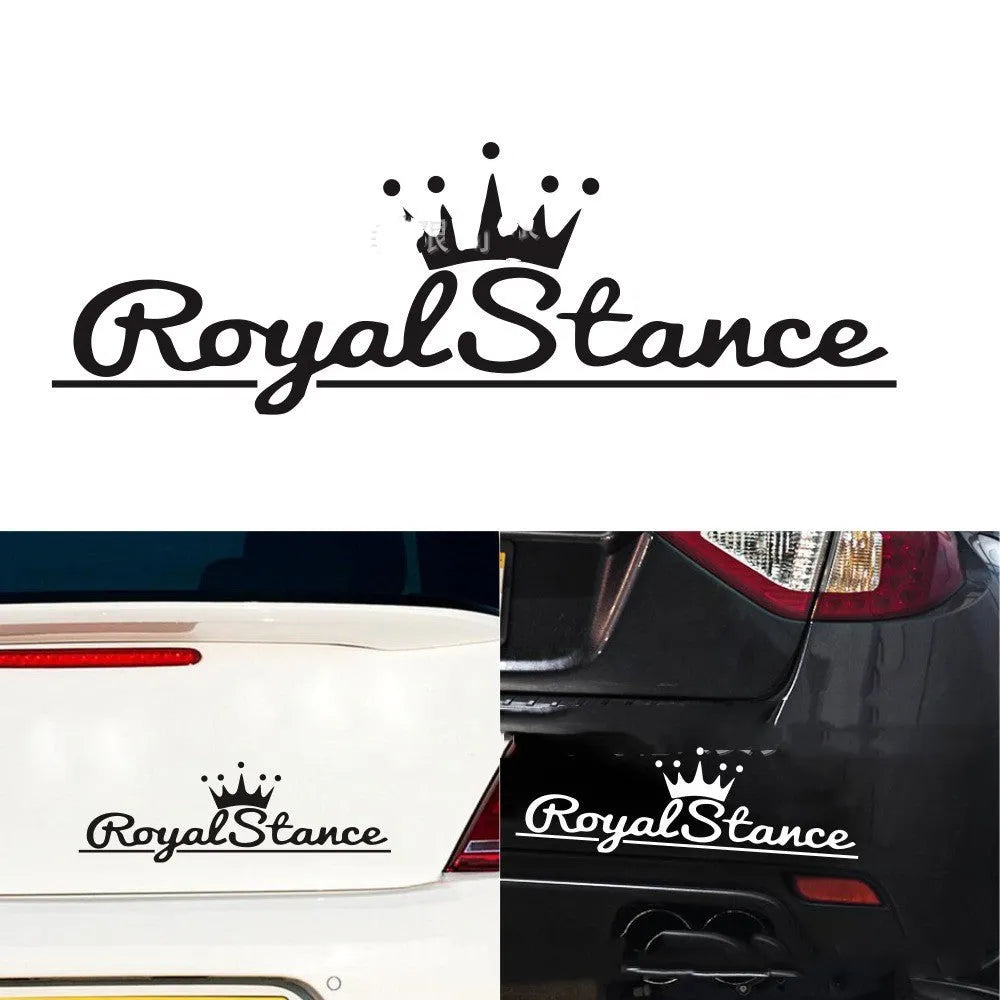 Reflective crown design car window sticker on vinyl, shown in colour options of black, white, and multicolour.