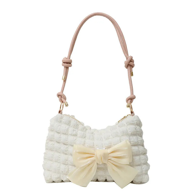 Women's canvas single-shoulder handbag in horizontal square shape with internal mobile phone pocket