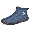 Retro high-top casual boots in beige with elastic band and flat rubber sole.