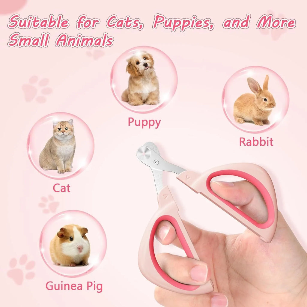 Cat nail clipper with positioning safety hole and non-slip handle in blue colour option