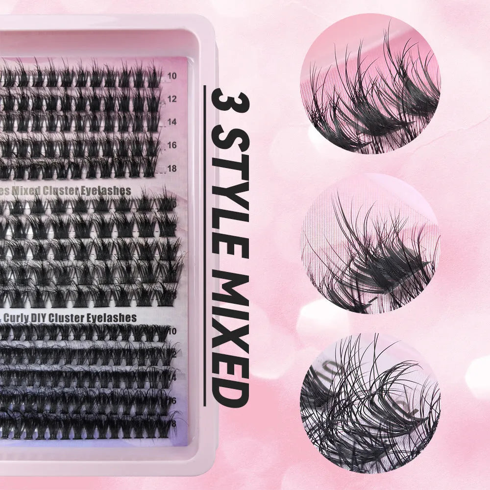 Large capacity false eyelash storage box with mixed eyelashes inside, measuring 13.7cm by 13.5cm