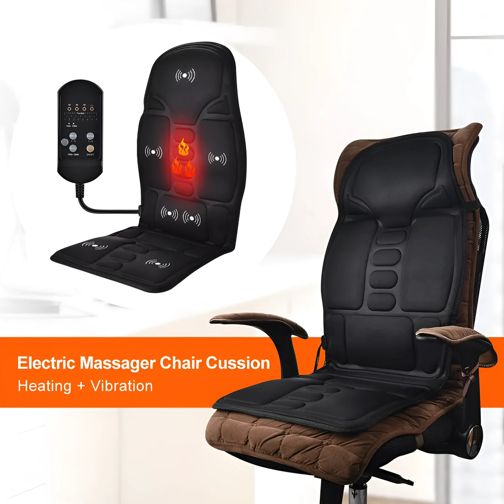 Black electric cervical massager with wireless remote control in OPP bag packaging